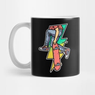 lightning shape with people playing skateboard Mug